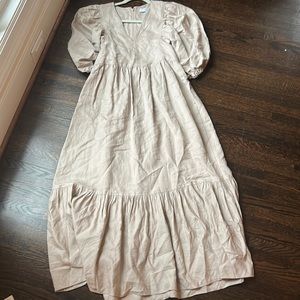 Hunter Bell Light Tan V Neck Maxi Dress